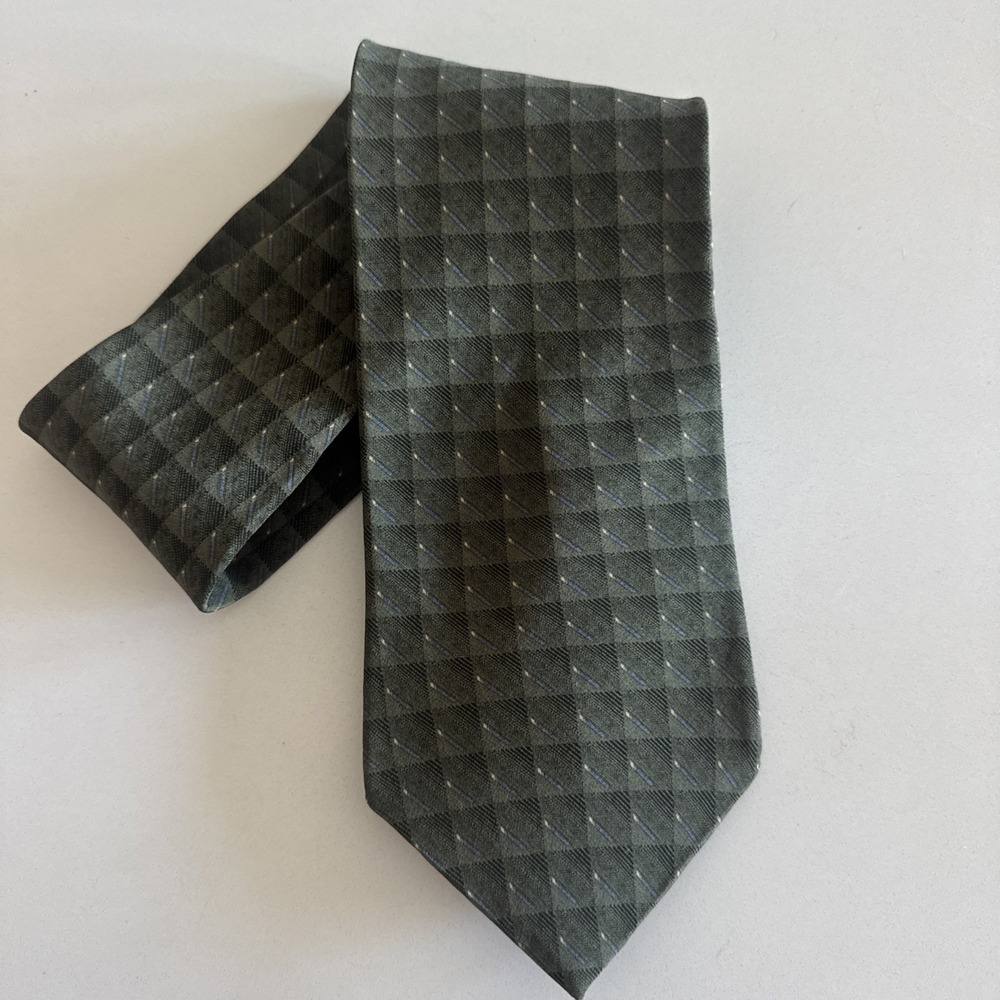 Bill Blass Men's Silk Tie Green Geo‎ Print